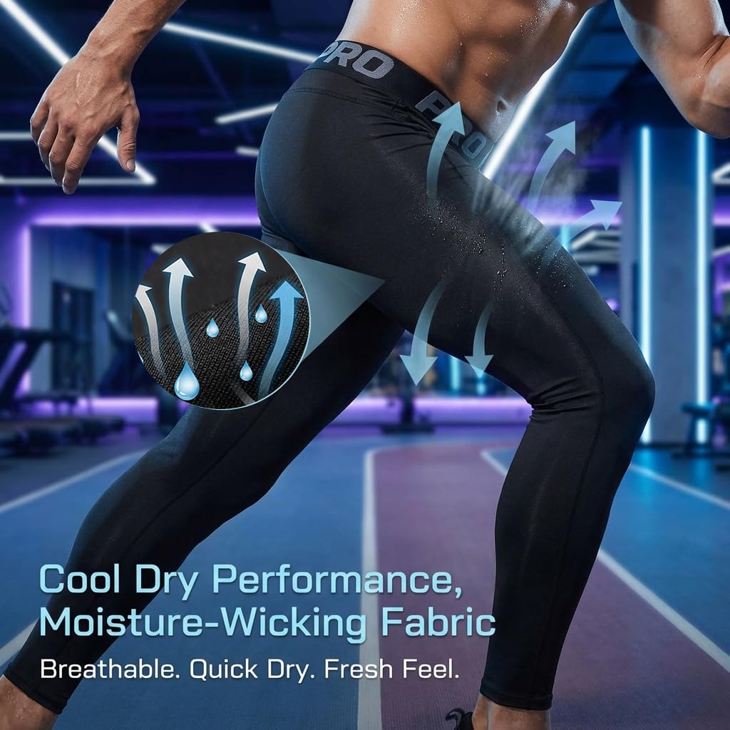 Men’s Camouflage Compression Base Layer Leggings 5-Pack