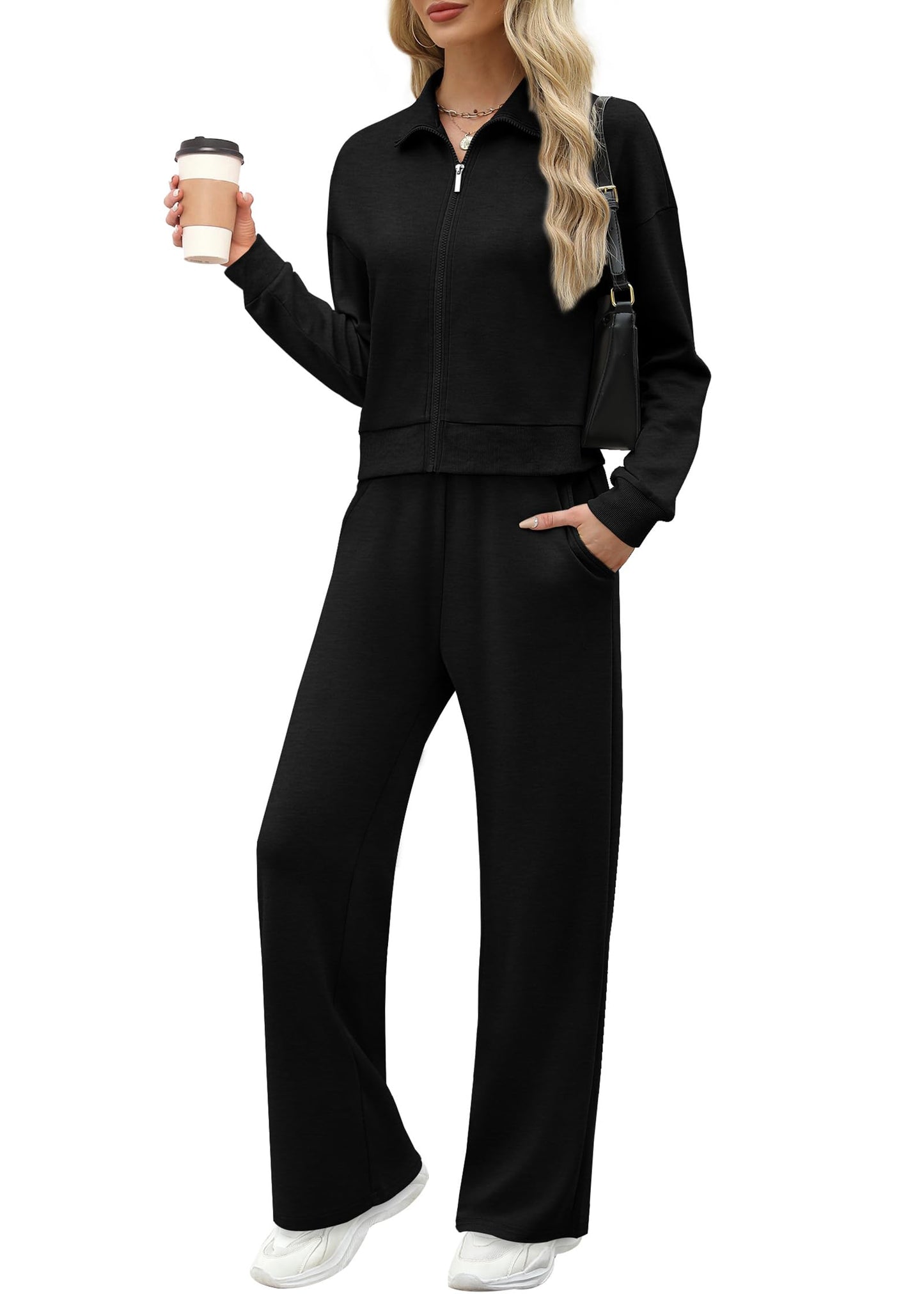 Women’s Lounge Set 2-Piece Sweatshirt & Wide Leg Pants Tracksuit
