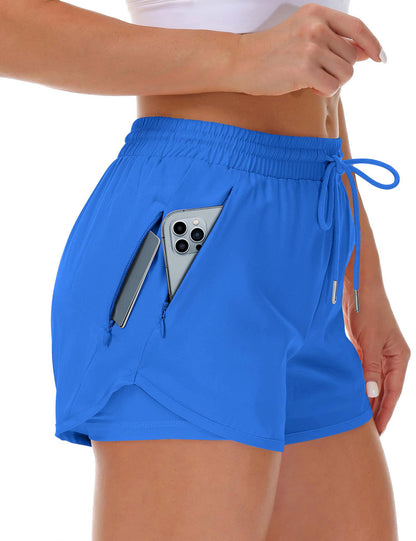 Women’s Running Shorts with Liner and Zipper Pockets