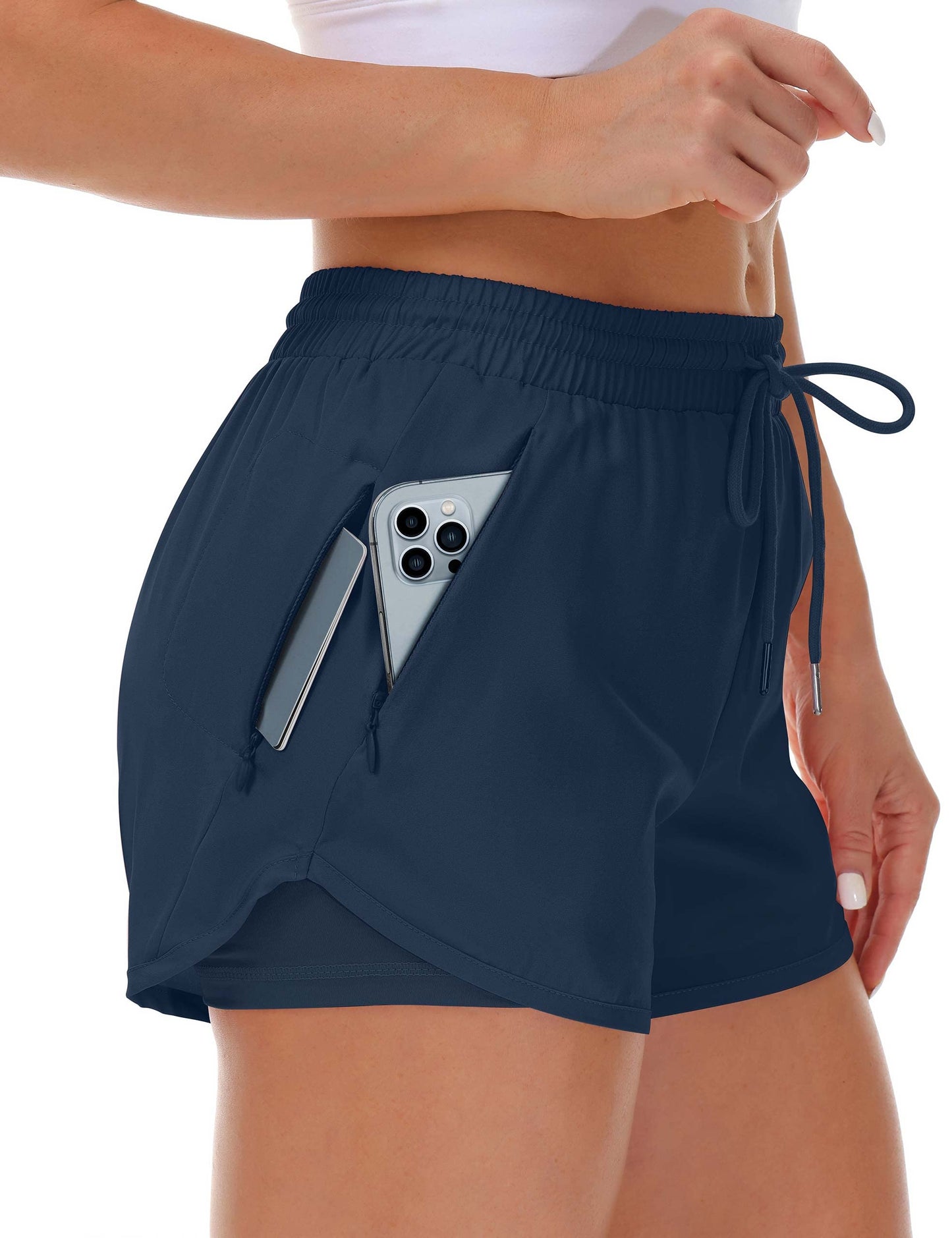 Women’s Running Shorts with Liner and Zipper Pockets