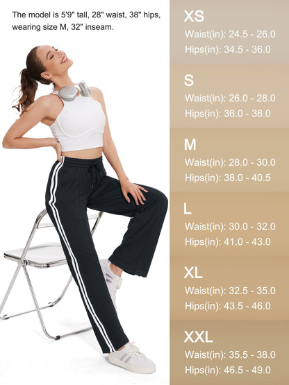 Women’s Loose Straight Leg Track Pants with Multiple Inseam Options