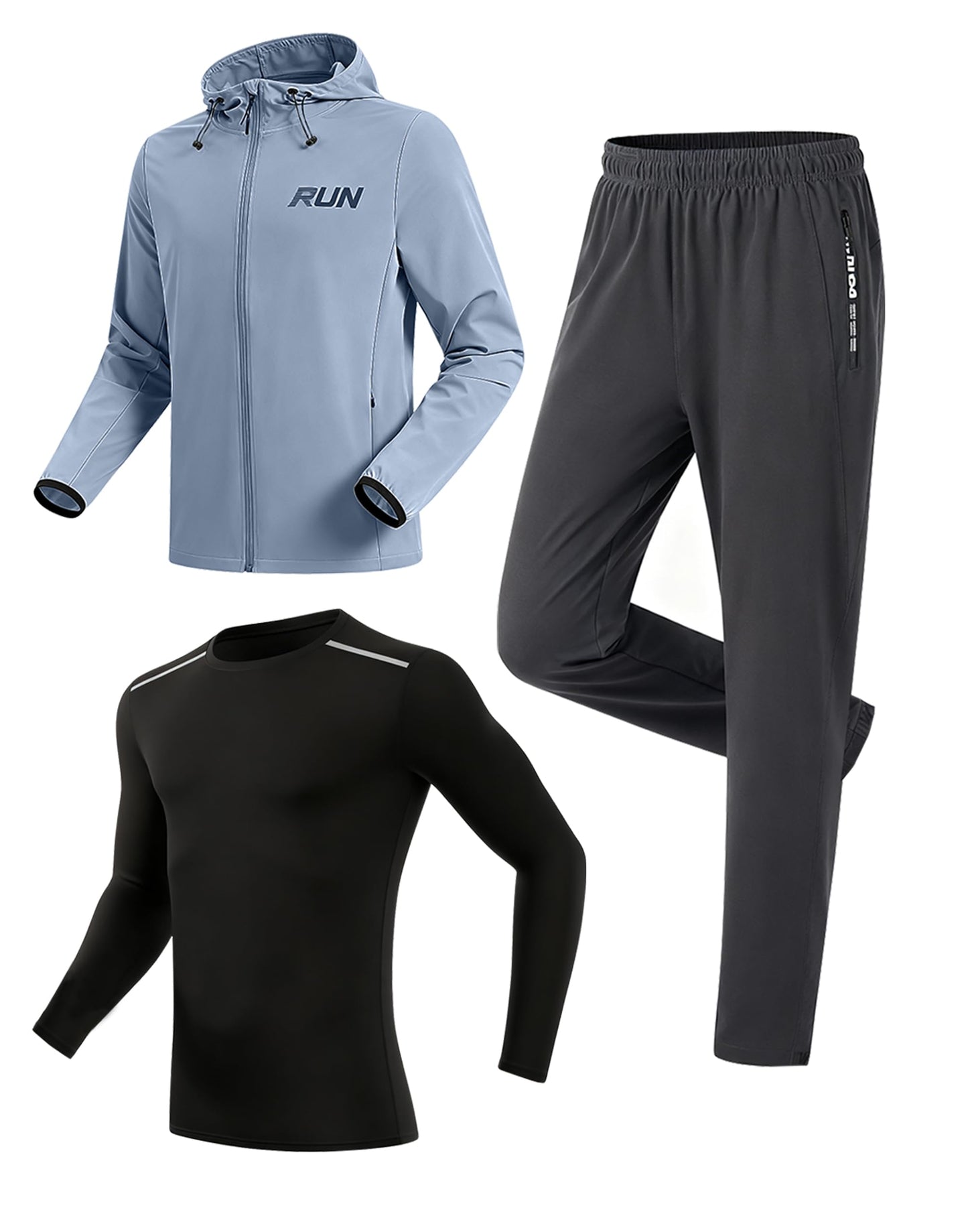 Men’s 3-Piece Windproof Tracksuit Set with Jacket and Joggers