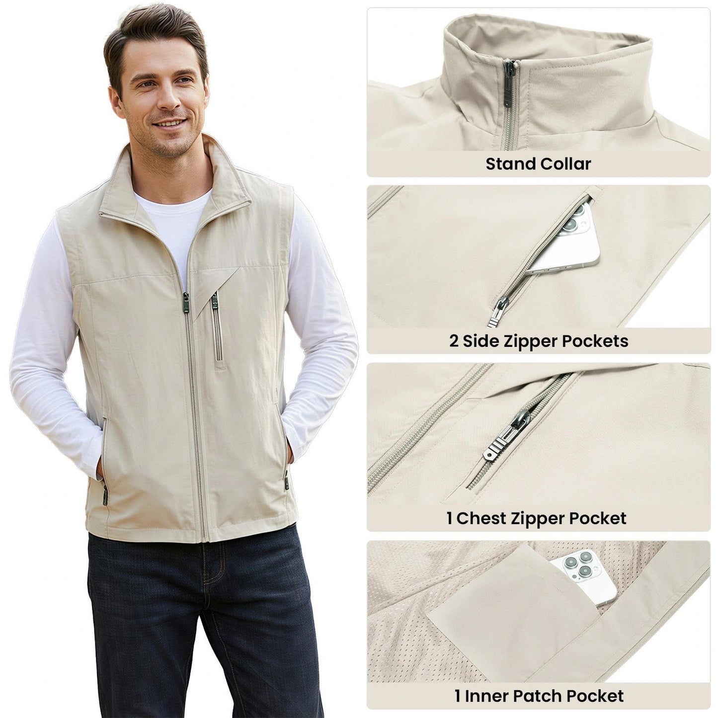 Men’s Lightweight Softshell Vest for Outdoor Sports