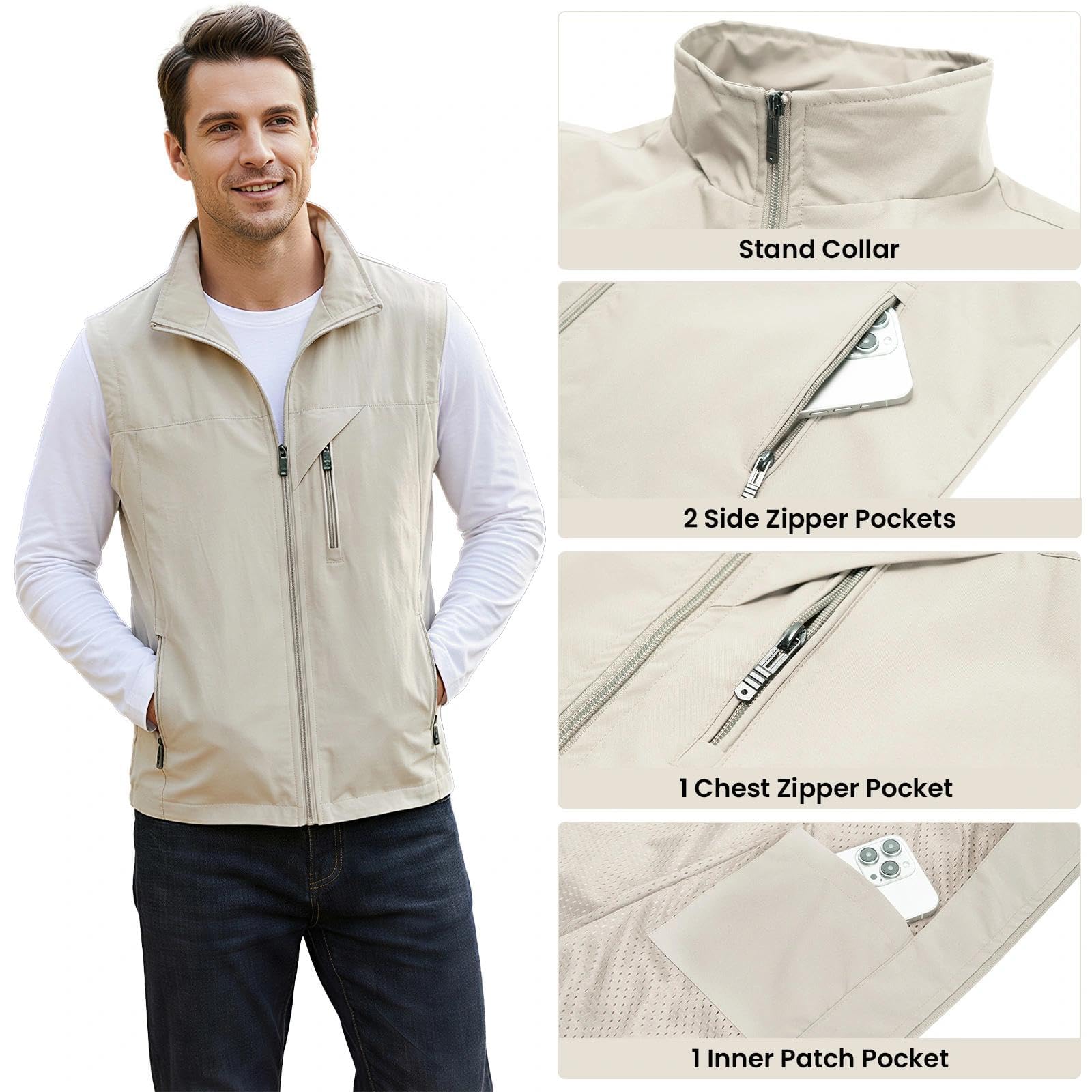 Men’s Lightweight Softshell Vest for Outdoor Sports