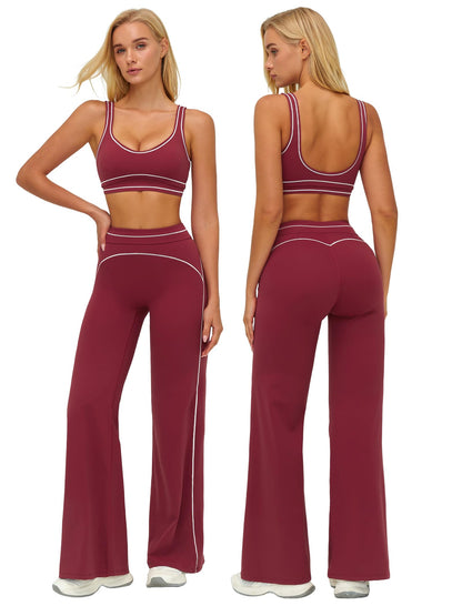 Women’s 2-Piece Workout Set with Racerback Top and Wide Leg Pants