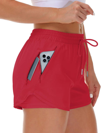 Women’s Running Shorts with Liner and Zipper Pockets