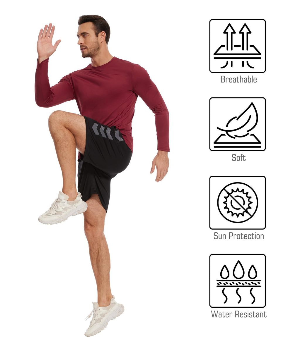 Men’s 7-Pack Long Sleeve UPF 50+ Quick Dry Workout Shirts
