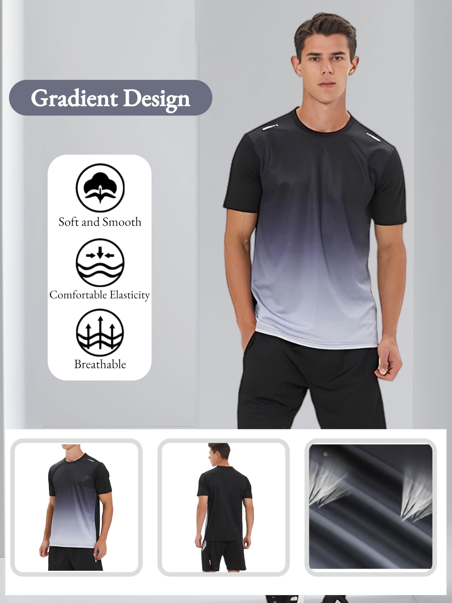 Men’s 6-Piece Workout Set with T-Shirts and Shorts