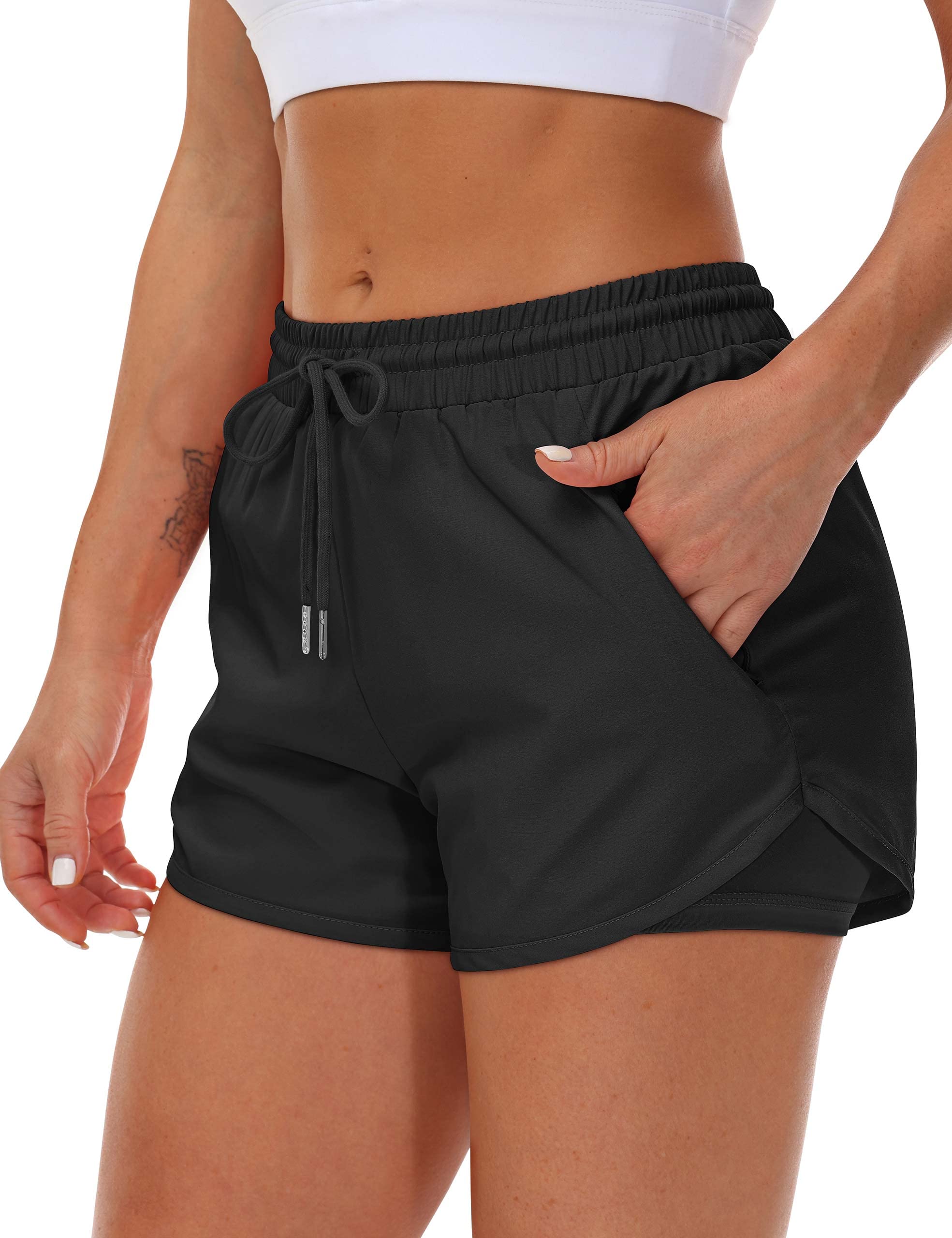 Women’s Running Shorts with Liner and Zipper Pockets