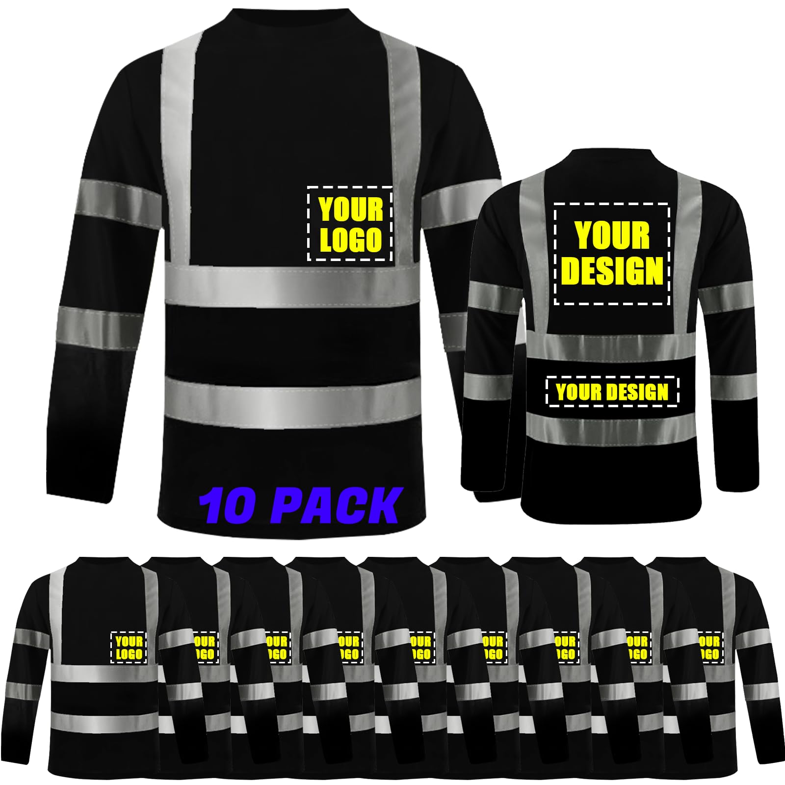 Unisex High Visibility Long Sleeve Reflective Safety Shirt with Pocket