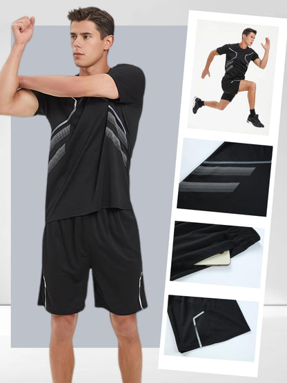 Men’s 6-Piece Workout Set with T-Shirts and Shorts