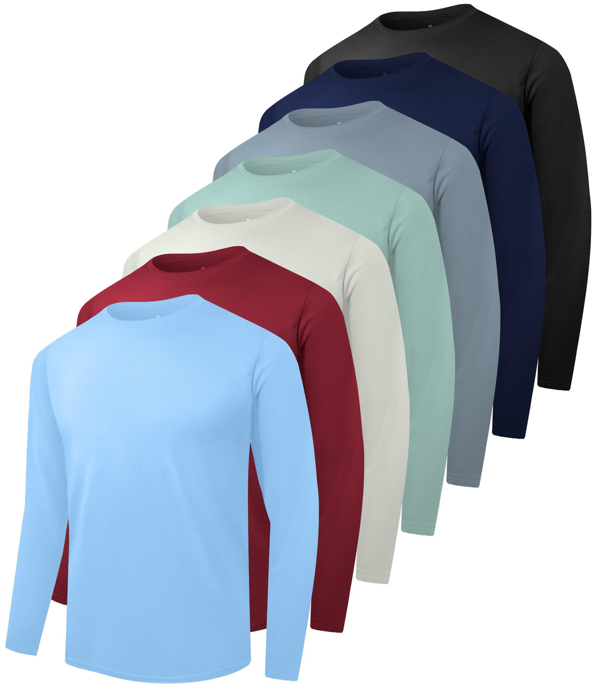 Men’s 7-Pack Long Sleeve UPF 50+ Quick Dry Workout Shirts