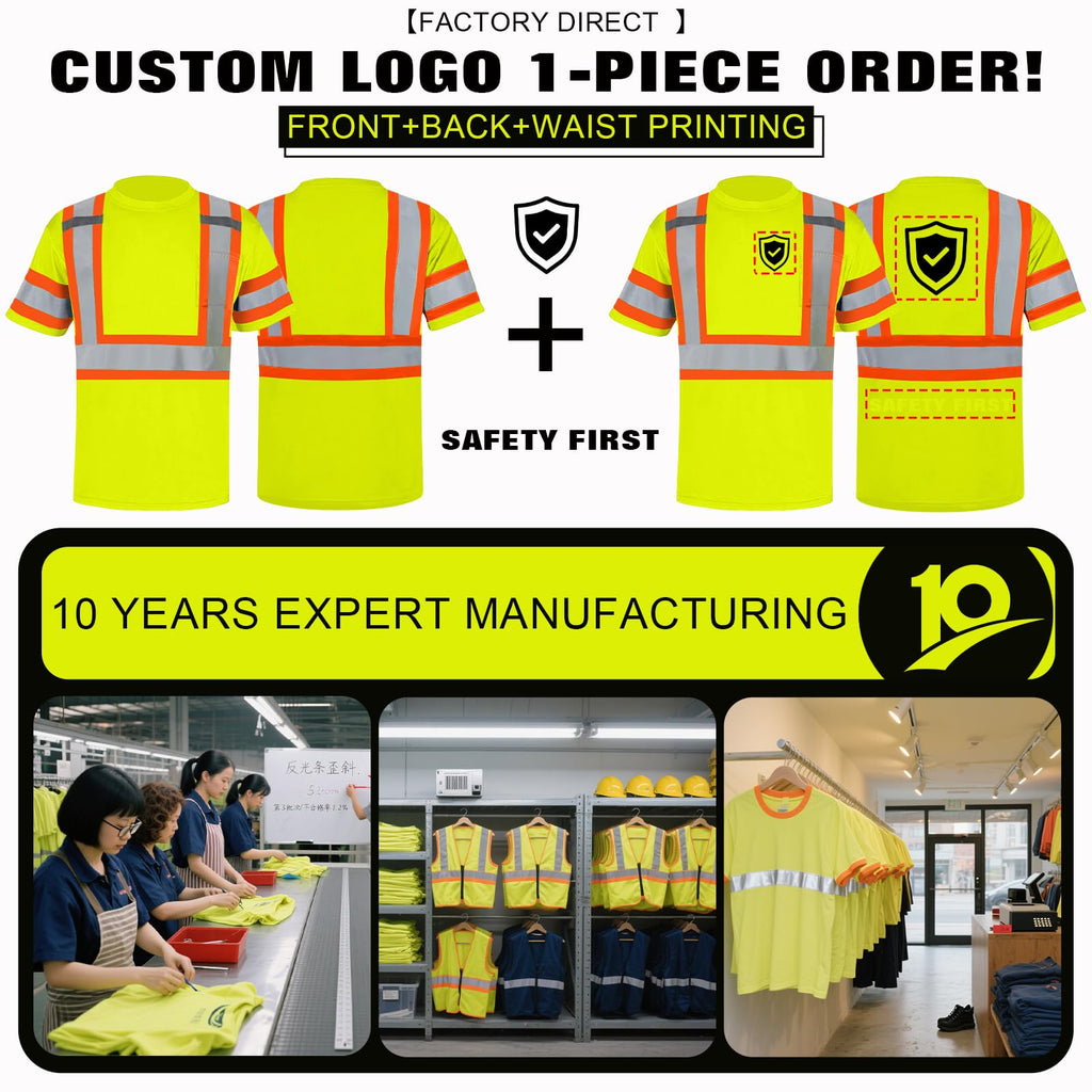 Unisex High Visibility Long Sleeve Reflective Safety Shirt with Pocket