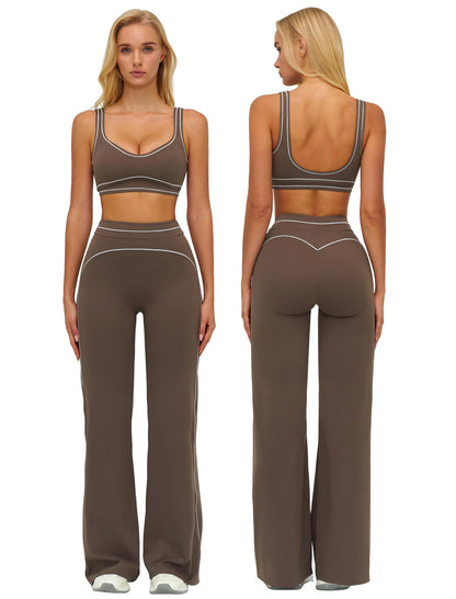 Women’s 2-Piece Workout Set with Racerback Top and Wide Leg Pants