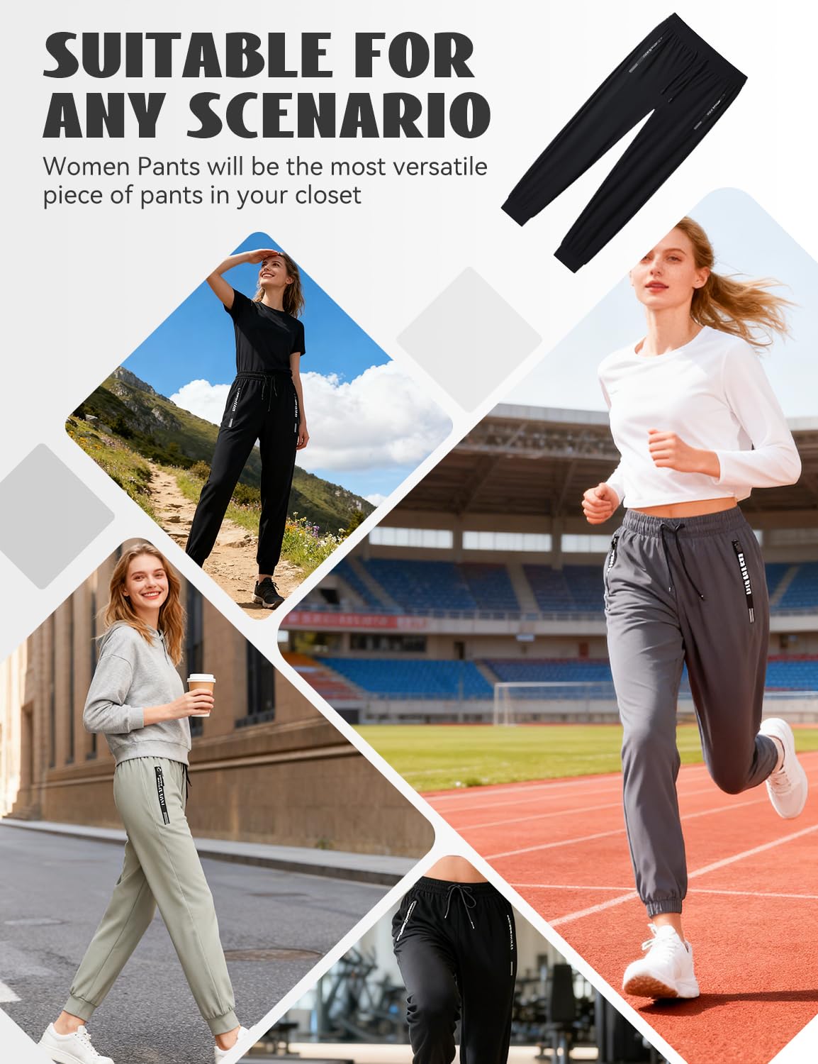 Women’s High Stretch Quick Dry Athletic Pants with Drawstring