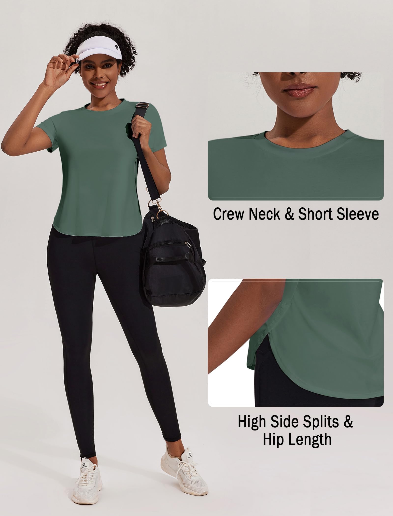 Women’s UPF 50+ Short Sleeve Workout Top with Side Slits