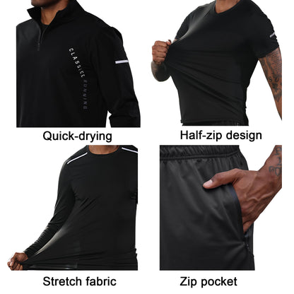 Men’s 5-Piece Workout Set with Compression Pants and Jacket