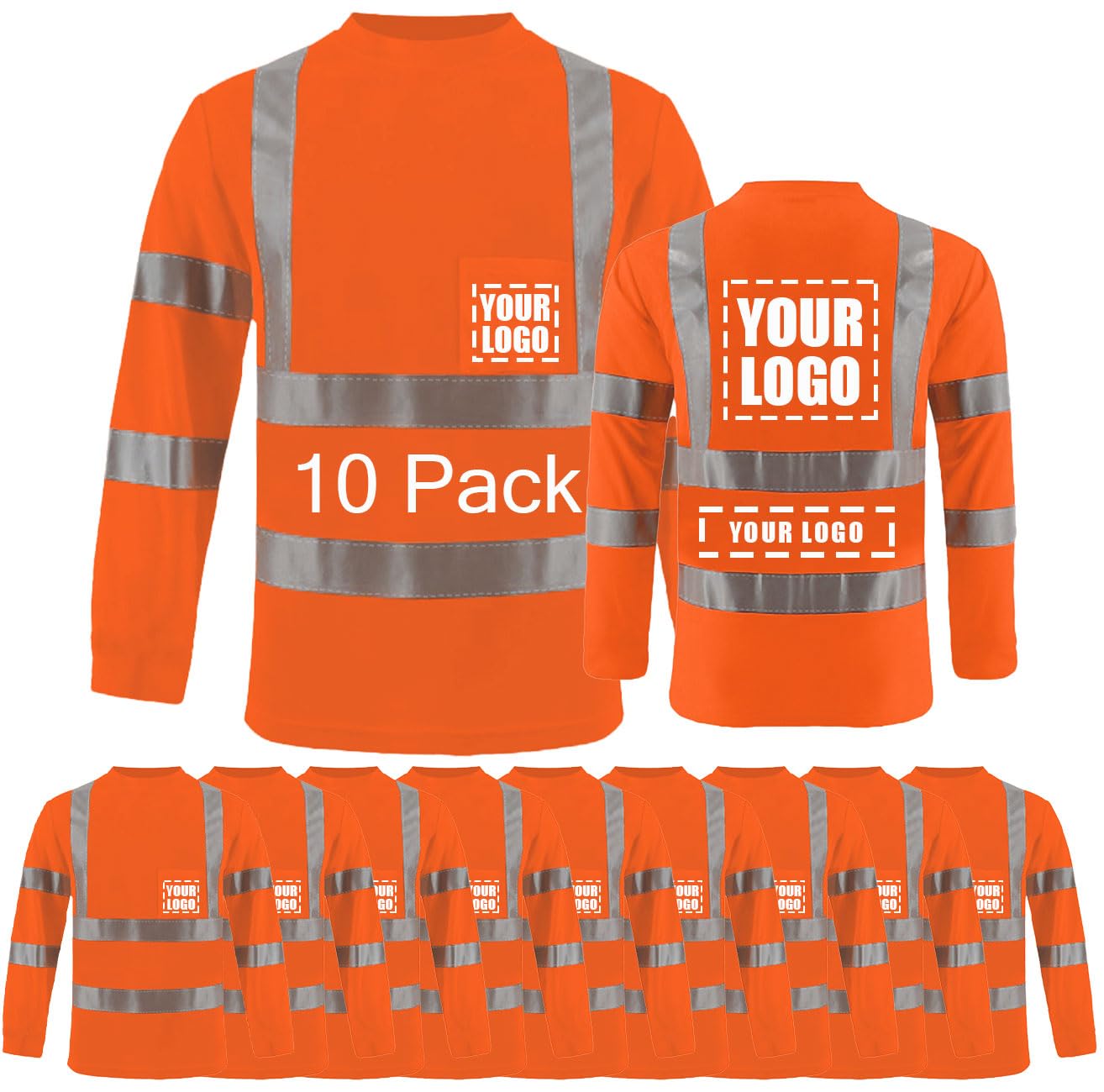 Unisex High Visibility Long Sleeve Reflective Safety Shirt with Pocket