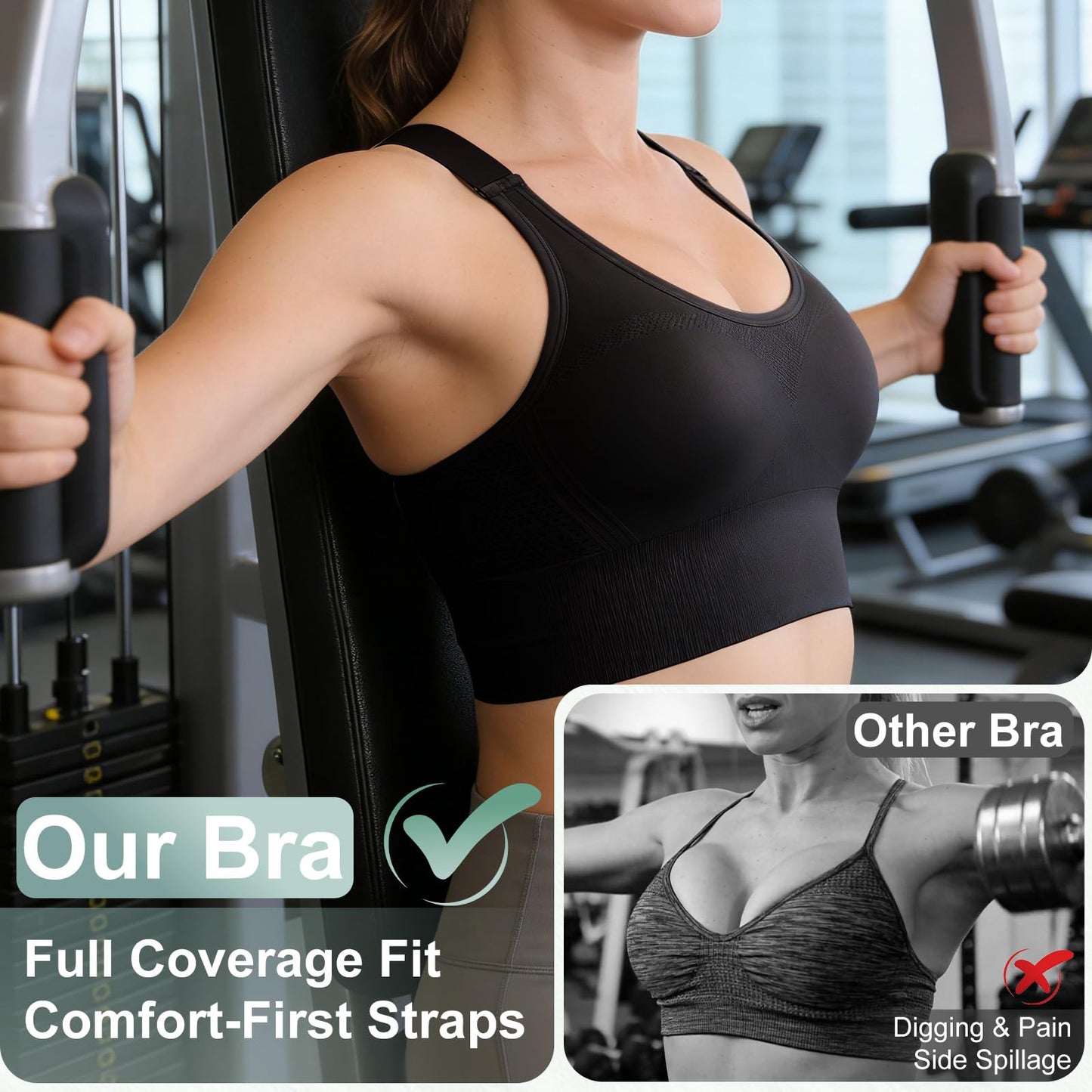Women’s 3-Pack High Support Padded Racerback Sports Bras