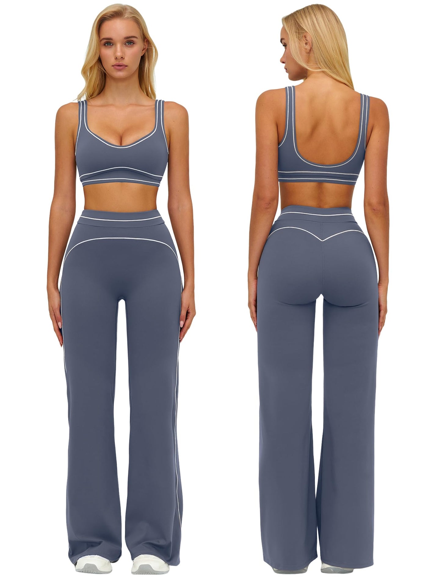 Women’s 2-Piece Workout Set with Racerback Top and Wide Leg Pants