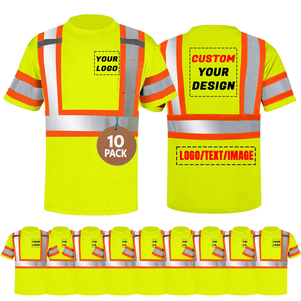 Unisex High Visibility Long Sleeve Reflective Safety Shirt with Pocket
