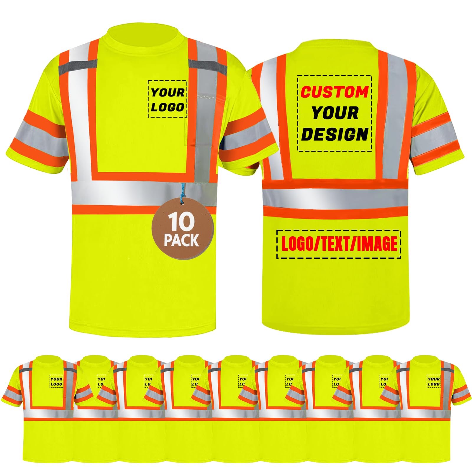Unisex High Visibility Long Sleeve Reflective Safety Shirt with Pocket