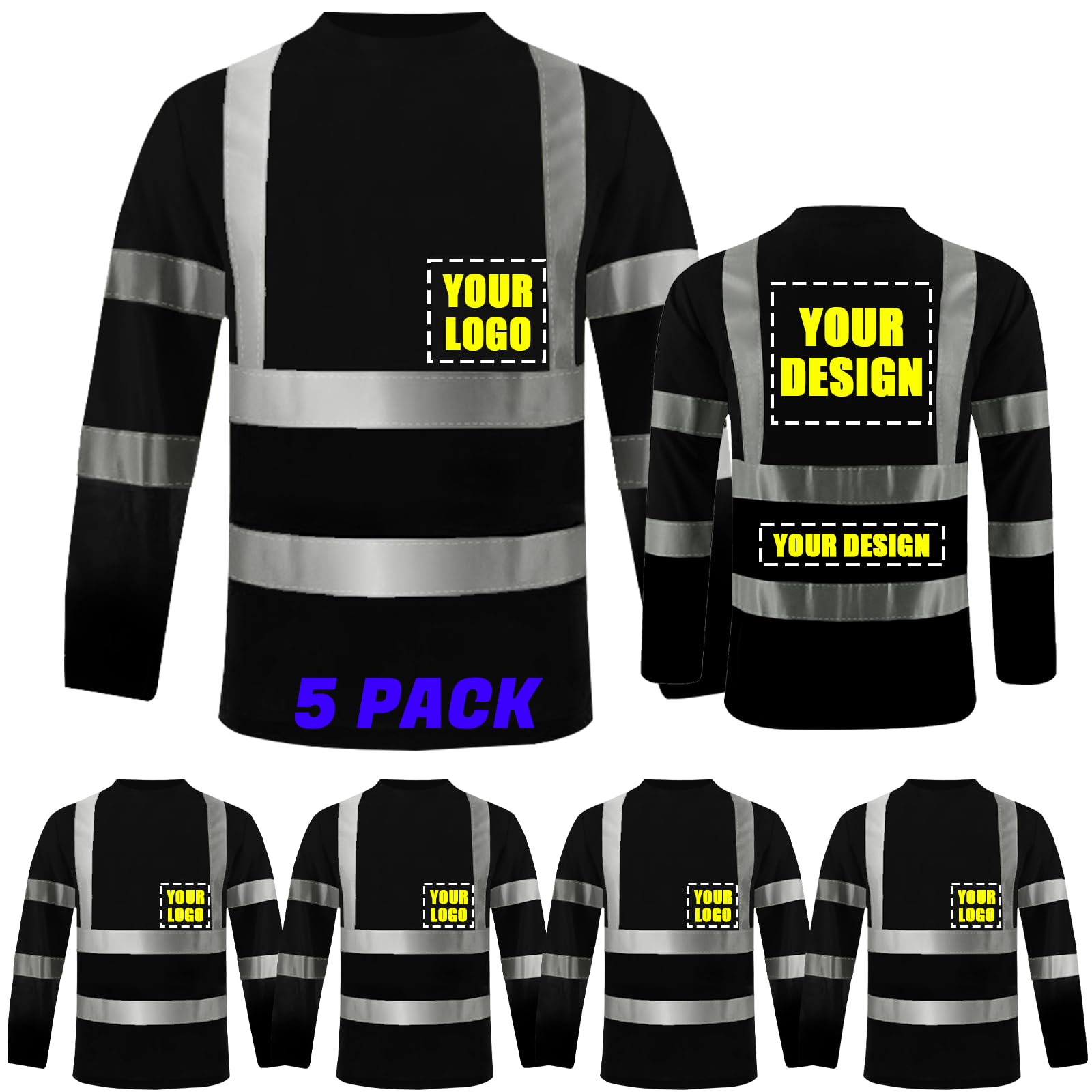 Unisex High Visibility Long Sleeve Reflective Safety Shirt with Pocket