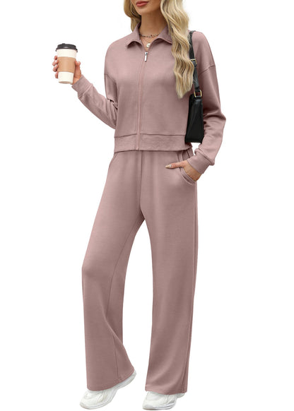 Women’s Lounge Set 2-Piece Sweatshirt & Wide Leg Pants Tracksuit