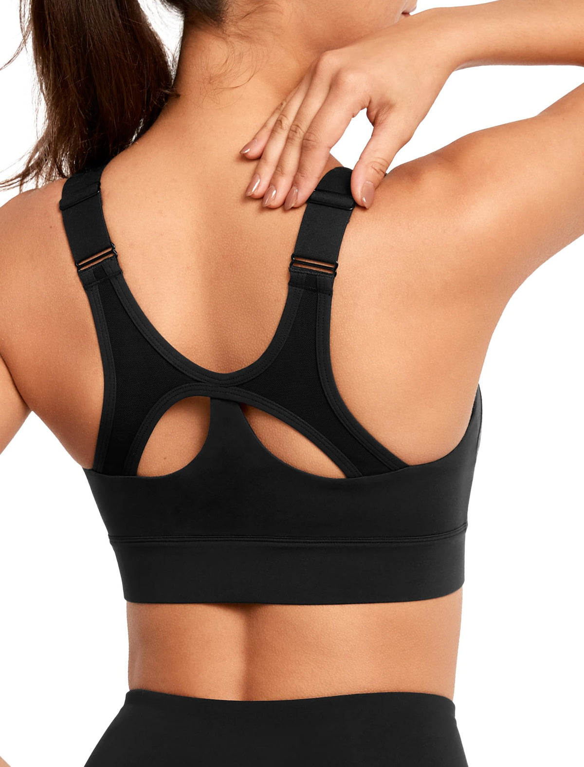 Women’s Adjustable High Impact Sports Bra with Front Zip and Mesh Support