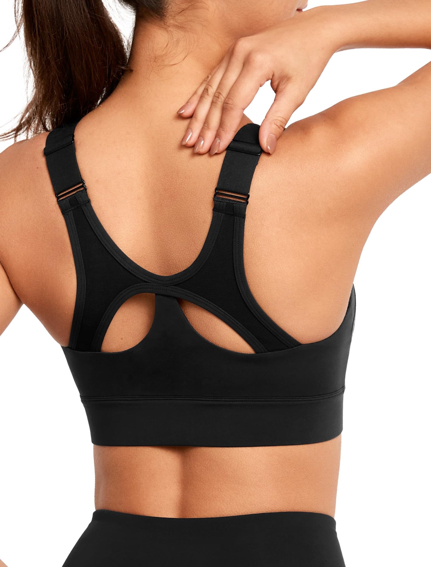 Women’s Adjustable High Impact Sports Bra with Front Zip and Mesh Support