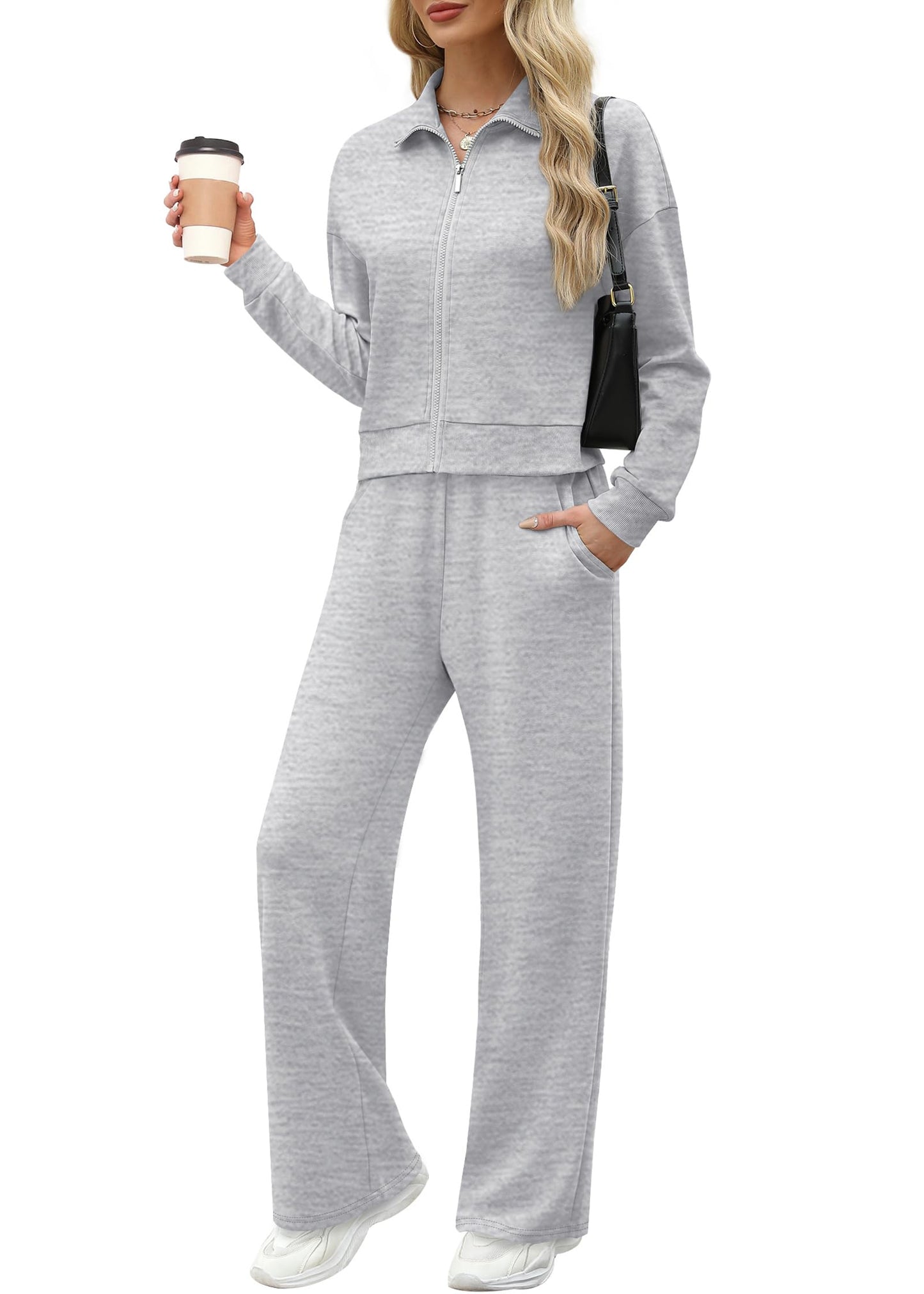 Women’s Lounge Set 2-Piece Sweatshirt & Wide Leg Pants Tracksuit