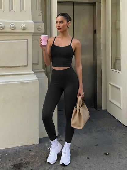 Women’s Matching Workout Set with Sports Bra and Seamless Leggings