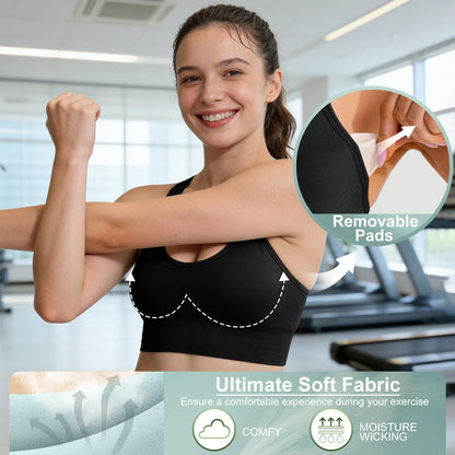 Women’s 3-Pack High Support Padded Racerback Sports Bras