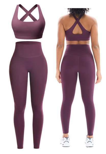 Women’s 2-Piece Seamless Workout Set with Sports Bra and High Waist Leggings