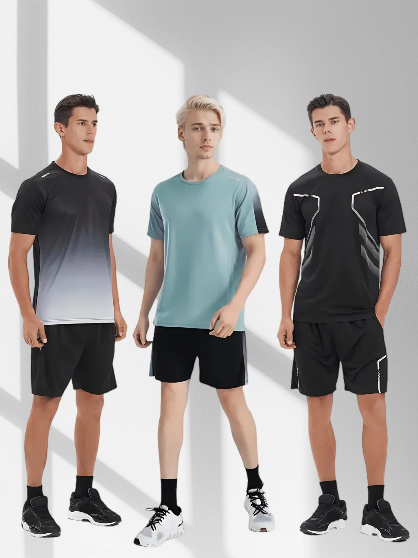 Men’s 6-Piece Workout Set with T-Shirts and Shorts