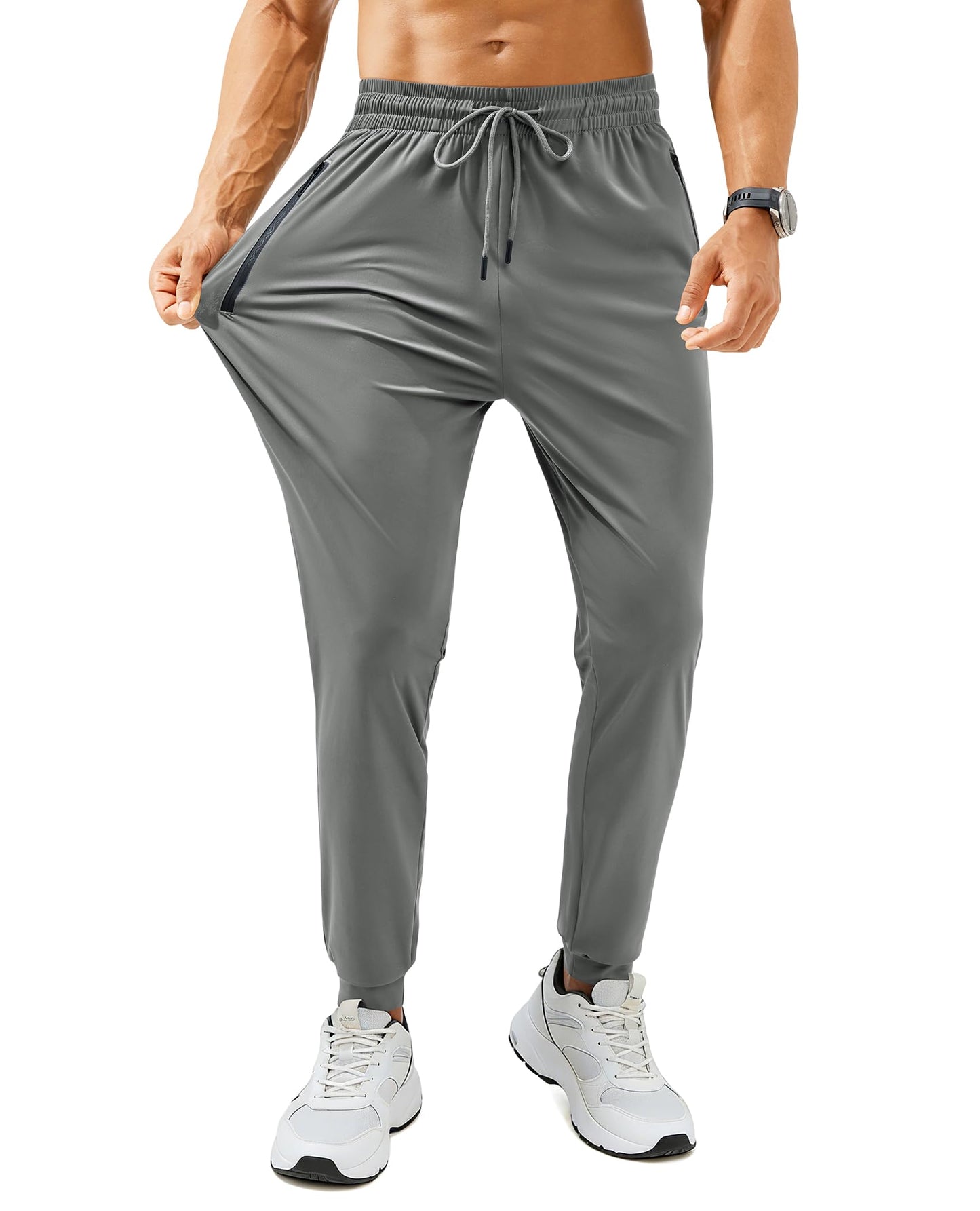 Men’s Lightweight Athletic Joggers with Zipper Pockets