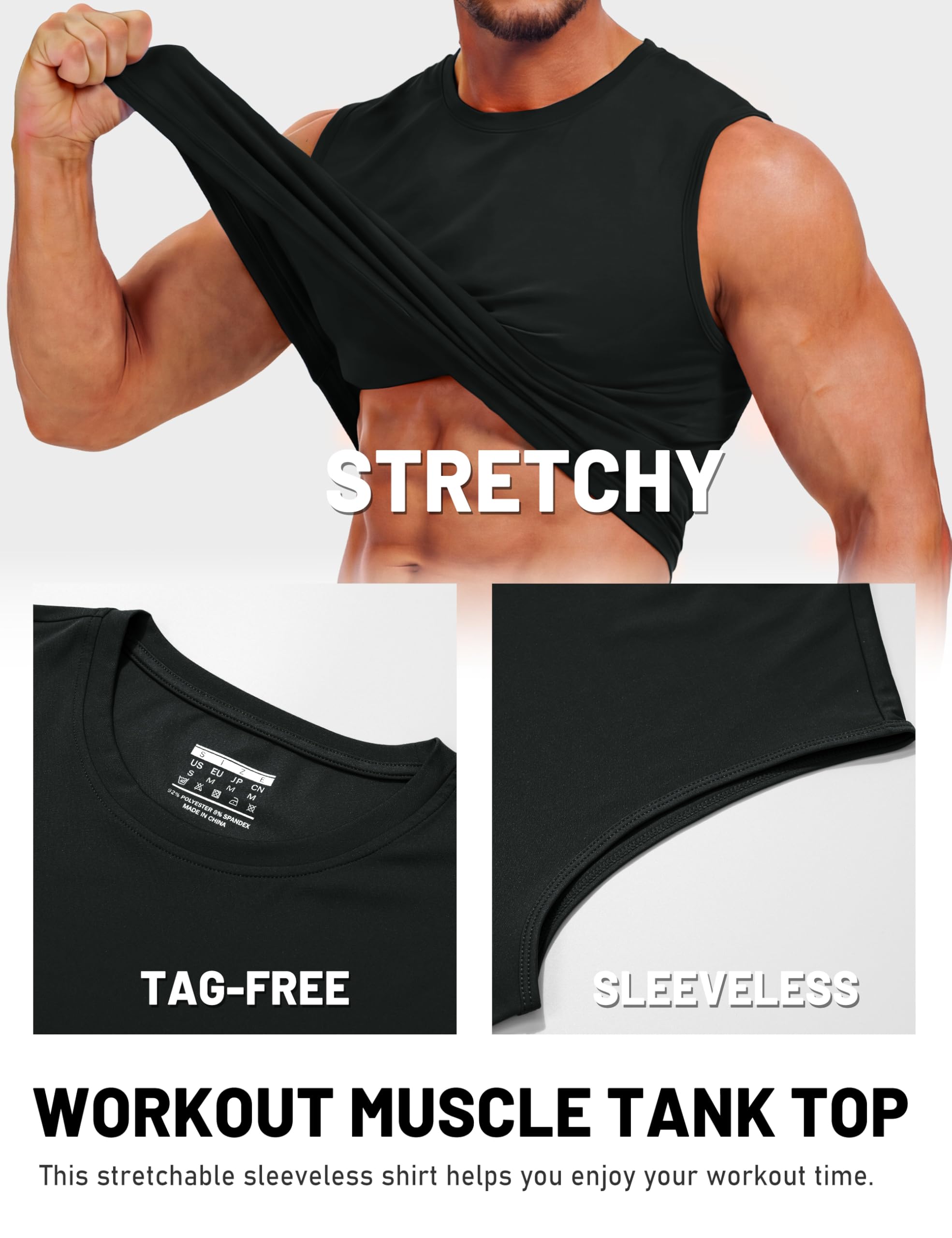 Men’s Sleeveless Quick Dry Workout Tank Top with UPF 50+