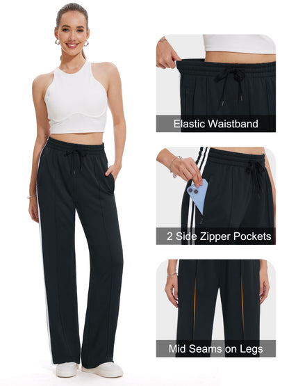Women’s Loose Straight Leg Track Pants with Multiple Inseam Options