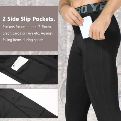 Men’s 3-Pack Compression Leggings with Pockets