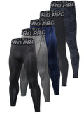 Men’s Camouflage Compression Base Layer Leggings 5-Pack