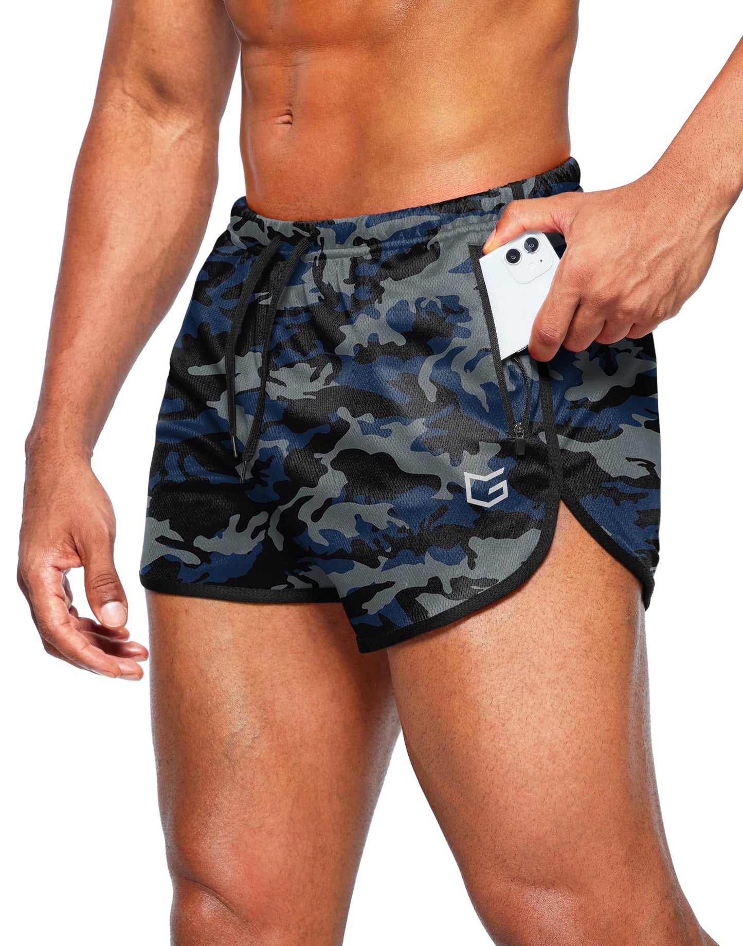Men’s 3-Inch Quick Dry Running Shorts with Zipper Pockets