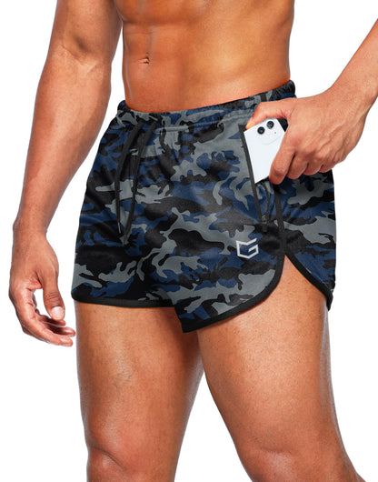 Men’s 3-Inch Quick Dry Running Shorts with Zipper Pockets