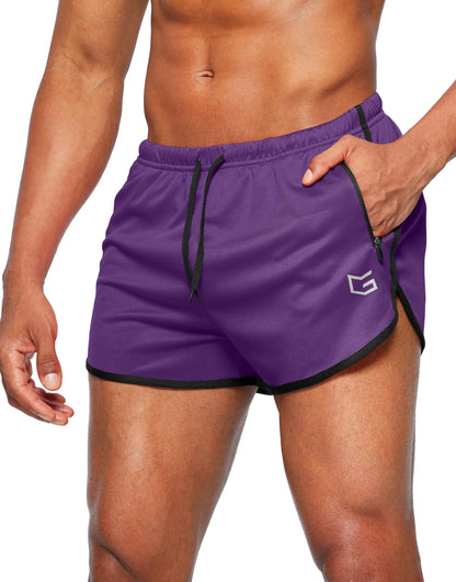 Men’s 3-Inch Quick Dry Running Shorts with Zipper Pockets