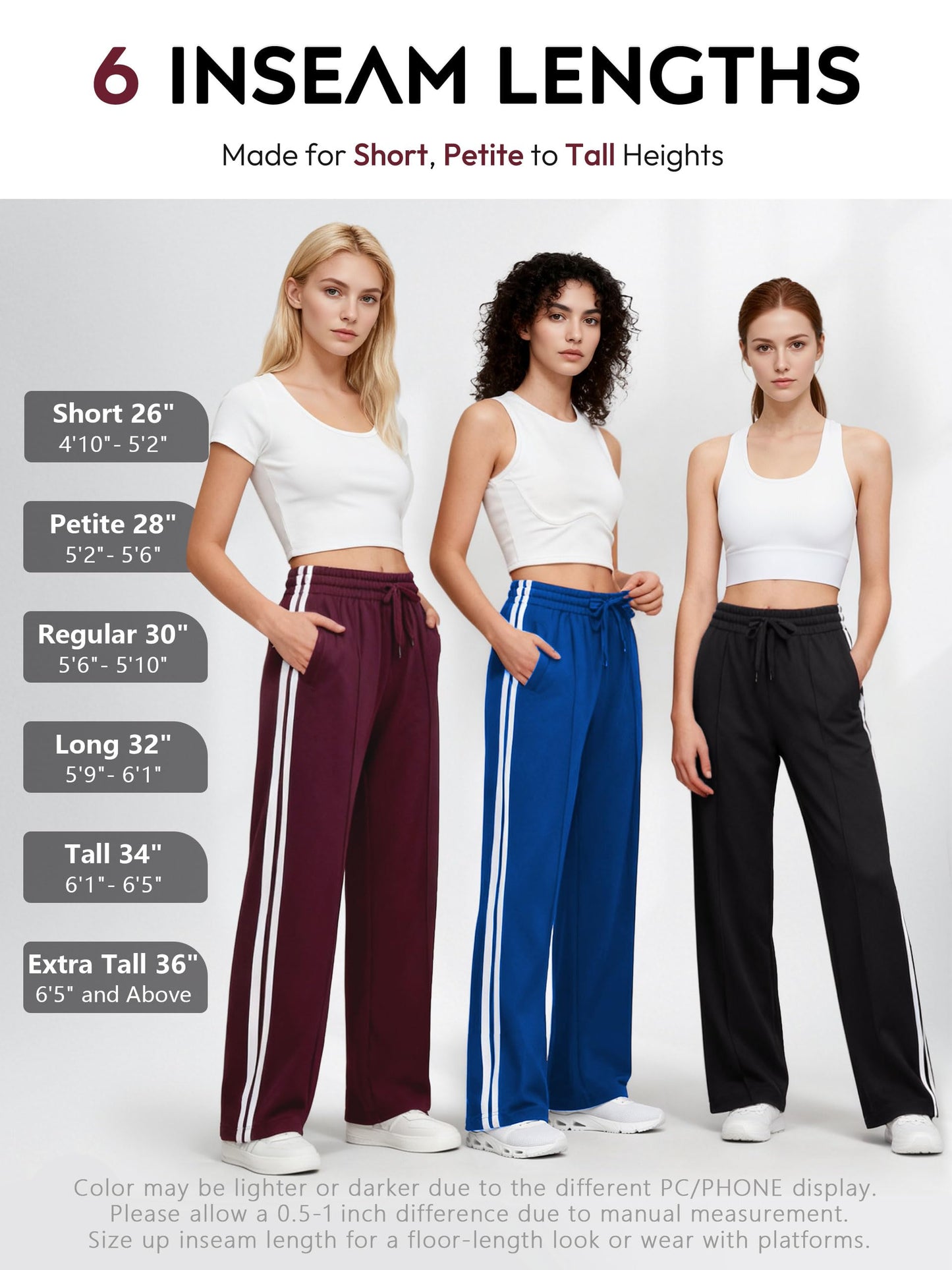 Women’s Loose Straight Leg Track Pants with Multiple Inseam Options