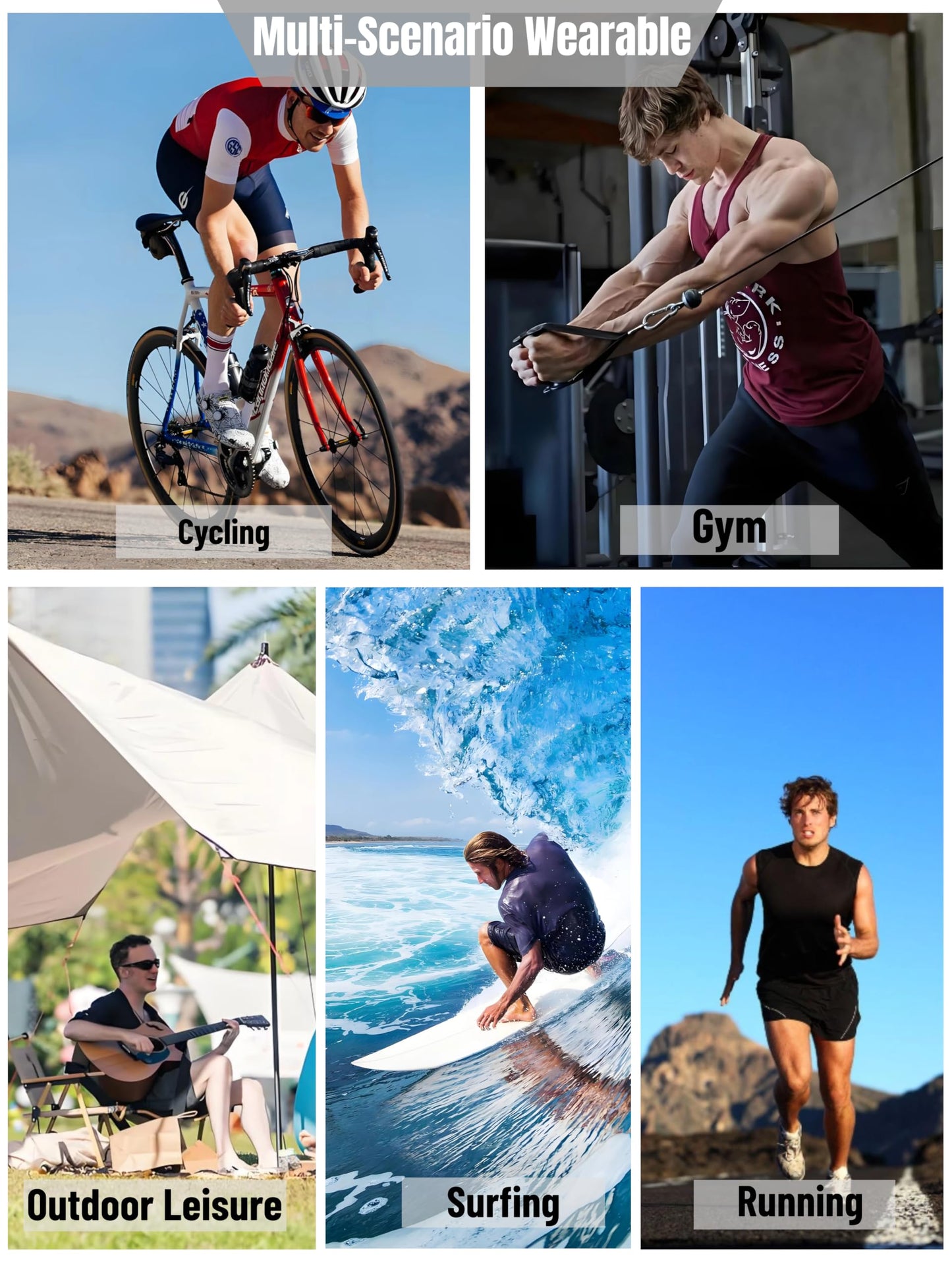 Men’s 6-Piece Workout Set with T-Shirts and Shorts
