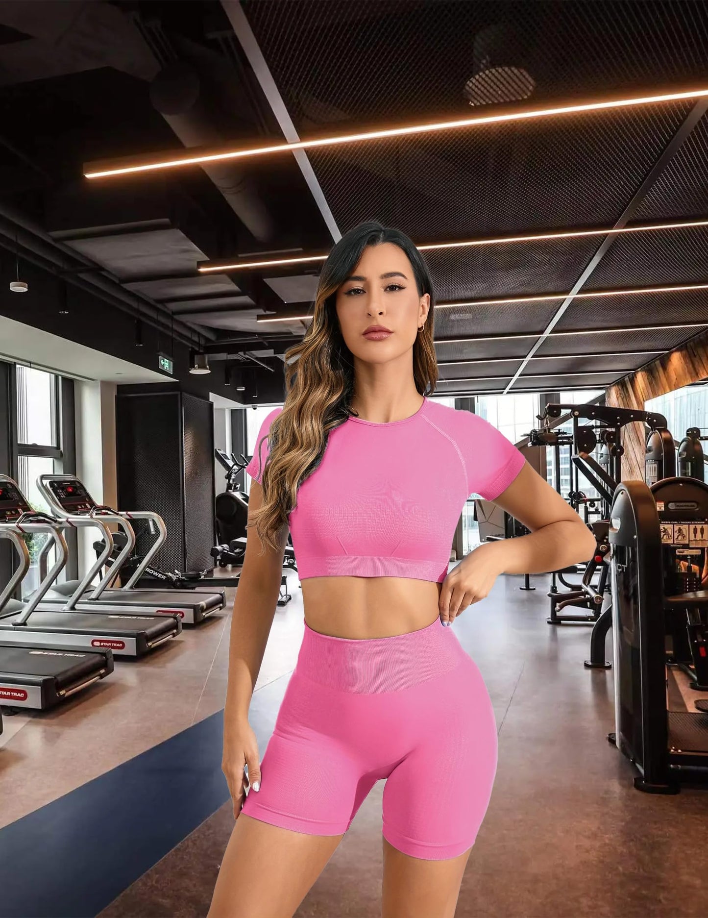 Women’s 2-Piece Yoga Set with Crop Top and High Waist Shorts