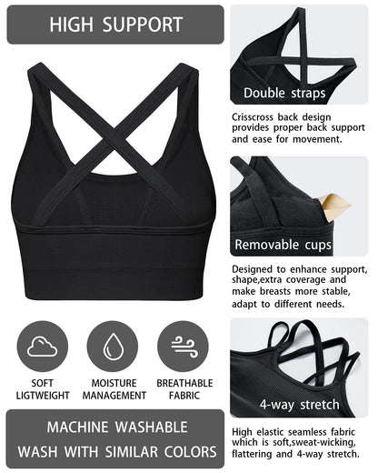 Women’s High Support Criss-Cross Back Sports Bra