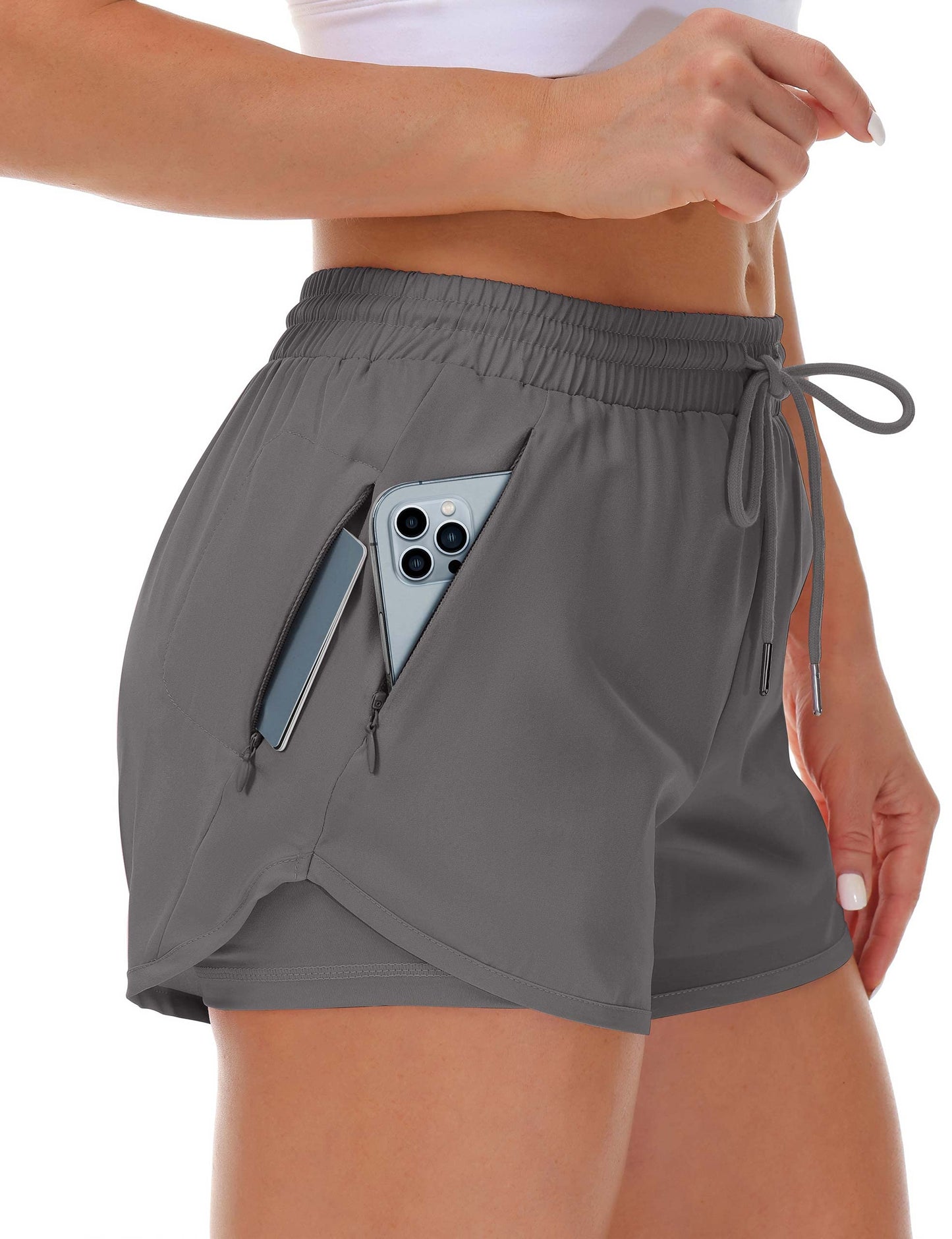 Women’s Running Shorts with Liner and Zipper Pockets