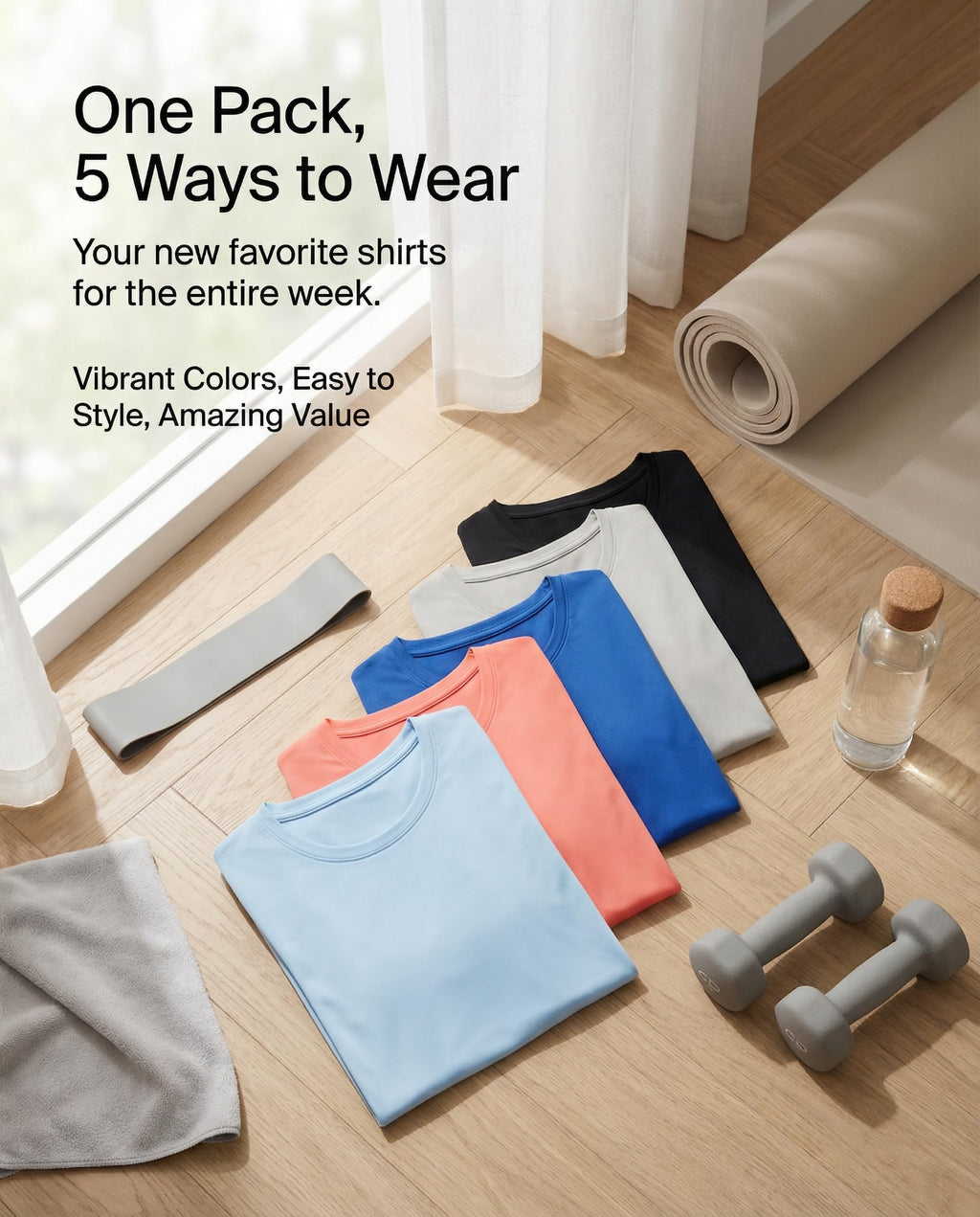 Women’s 5-Pack Short Sleeve Workout Tops