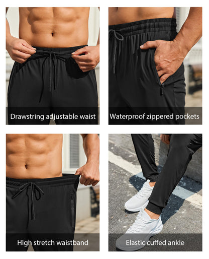 Men’s Lightweight Athletic Joggers with Zipper Pockets